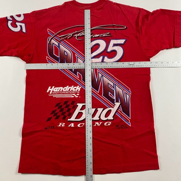 Vintage 90s Ricky Craven Budweiser NASCAR T Shirt Mens Large All Over Print - Picture 14 of 16